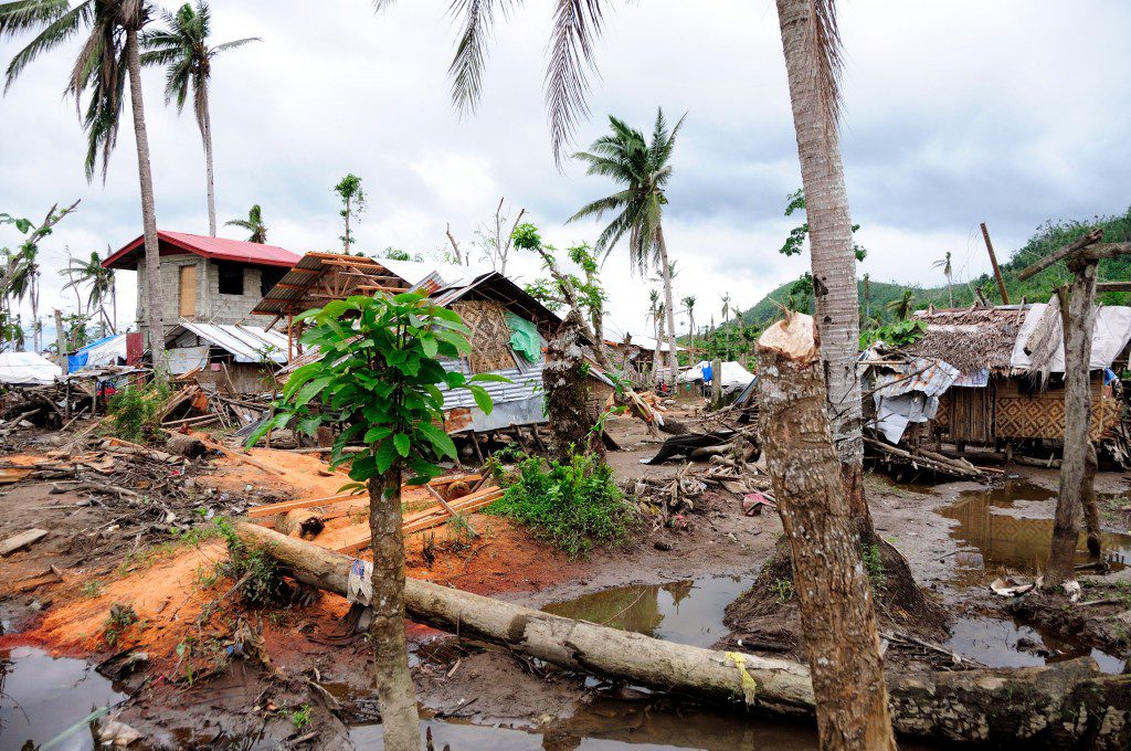 The small Filipino village of San Miguelay after Typhoon Haiyan—known locally as Yolanda—destroyed the islands in November 2013. The storm surge was as high as 25 feet in some areas, and wind reached speeds of more than 230 km/h