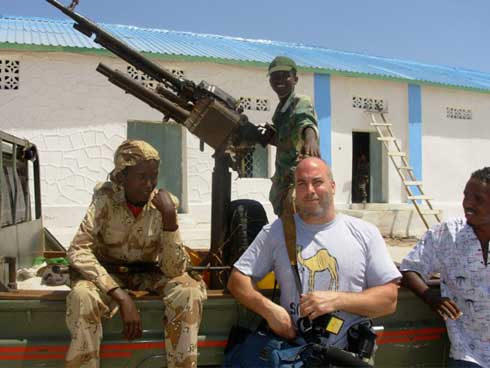 Jeff Stephen on assignment, pictured with child soldiers in Somalia
courtesy of: Jeff Stephen