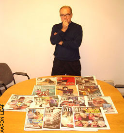 WestEnder publisher James Craig, in his W. Broadway office, presides over copies of his Vancouver weekly. Aaron Leaf